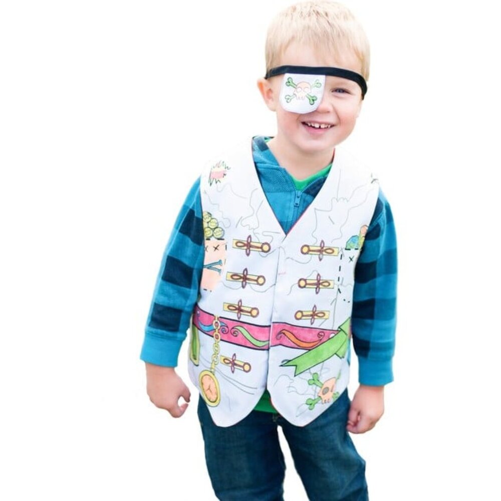 Great Pretenders Color-a-Pirate Vest & Eyepatch-Reversible Pirate Vest New w/Tag